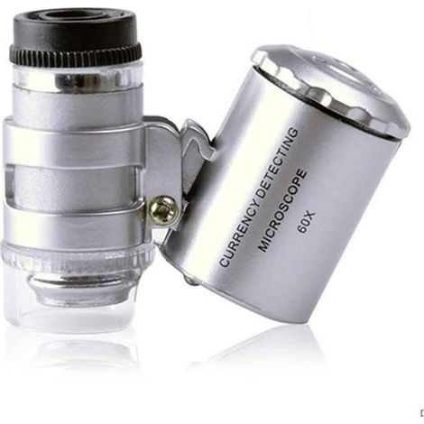 60x Illuminated Magnifying Glass, Pocket Magnifier, Mini Pocket Microscope, UV Magnifier, Coin Detector, Jeweler Magnifier with LED Light - (1/5)