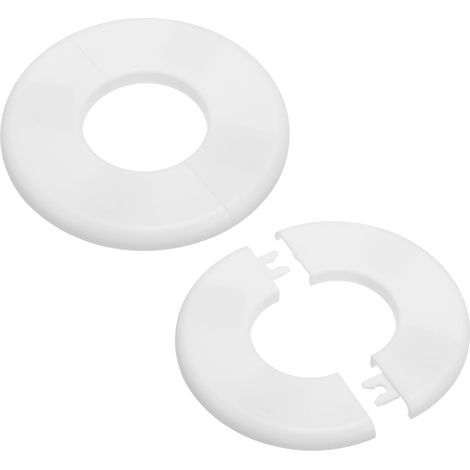 Plaque d'Écussons Auto-Adhésive Ronde 1.73"/44mm, 2pcs Couverture Murale en ABS pour Tuyau d'Eau, Cache Mitigeur Douche Boucles Rosace Robinet Chauffage Plomberie, Blanc (1/5)