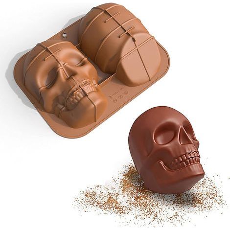 Moule en silicone en forme de crâne, grand format, pour gâteau d'Halloween,32 x 24 x 9,6 cm, mousses et décorations d'Halloween (1/5)