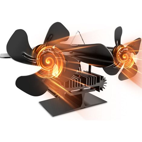 Heat-powered stove fan, 8 blades, quiet and efficient, environmentally friendly, no electrical connection required, for wood stoves, pellet stoves, and wood-burning stoves.--DTEKGAZ