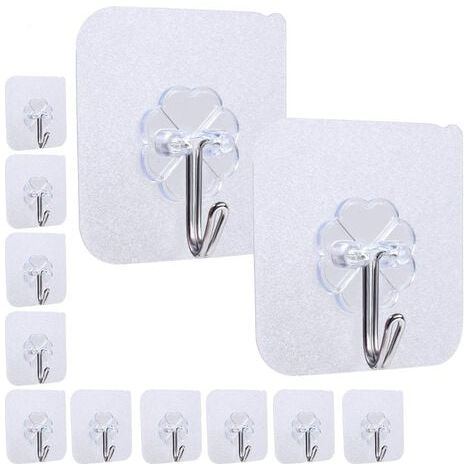 12x Crochets Adhésifs Imperméables Transparents Convient,pour Salon, Salle de Bain Cuisine (1/5)
