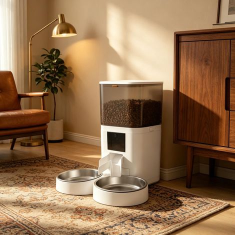 Distributore automatico di crocchette 6 L con doppia ciotola in acciaio inox per 2 gatti, Wi‑Fi Tuya (1/5)