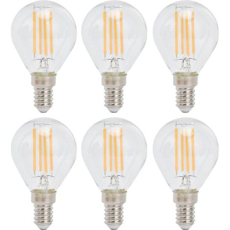 Lot de 6 ampoules LED globe E12 4W G45 à filament vintage, verre transparent, lumière chaude, décoration intérieure, 110V - Parfait-AquaForge (1/5)