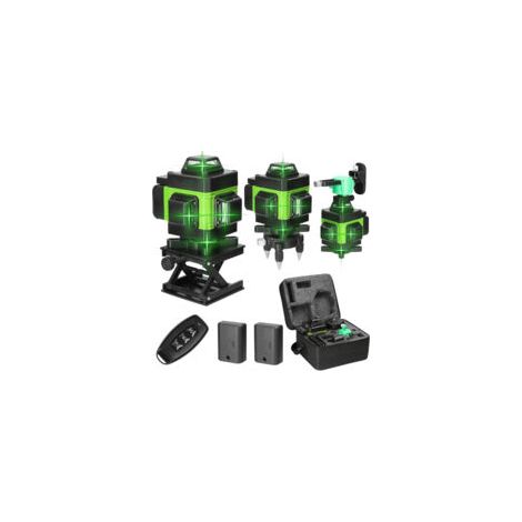 Livella laser multifunzionale 4D a 16 linee, 3°, autolivellante, strumento di livellamento con batteria al litio ricaricabile tramite USB, con barra di estensione in lega regolabile in 3 altezze da 1, (1/5)