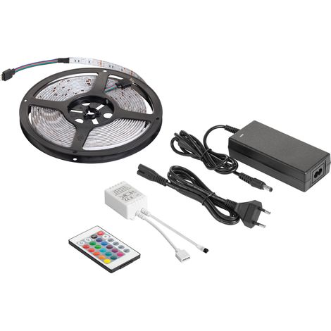 5 m LED-Streifen RGB 12 V 28 W, farbig, wasserdicht, mit Fernbedienung (1/3)