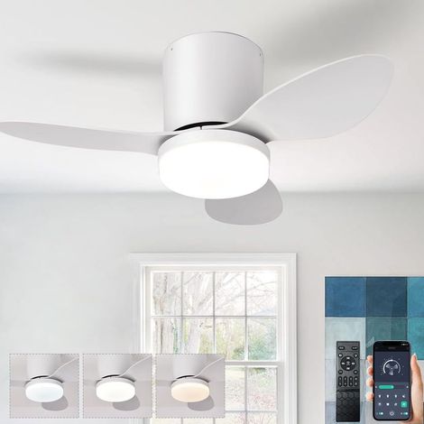 Ventilateur de plafond silencieux avec télécommande, petit ventilateur de plafond avec éclairage intégré, ventilateur de plafond design avec éclairage pour la chambre à coucher, moteur à courant conti (1/5)