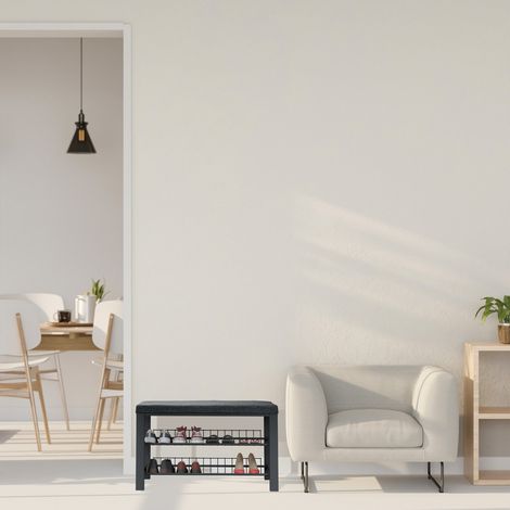 Panca portascarpe con cuscino struttura in metallo scaffale a 2 livelli