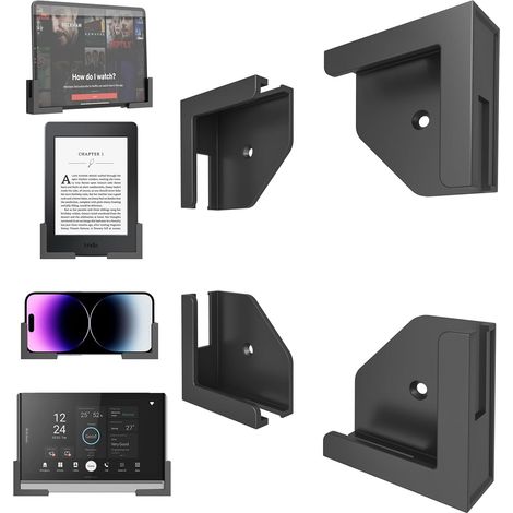 Support Mural Universel pour Tablette Téléphone Routeur Étagère  Compatible avec iPad, iPhone, Samsung, Kindle. Fixation sans perçage par ruban adhésif ou vis, lot de 4 pour appareils 2cm