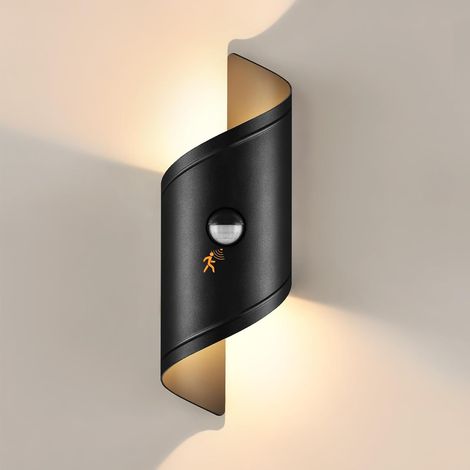 Applique d'extérieur avec détecteur de Mouvement, 14W LED Applique d'intérieur/extérieur, IP65 Lampe d'extérieur étanche Haut-bas en Aluminium, 3000K Moderne éclairage Extérieur de Balcon (1/5)