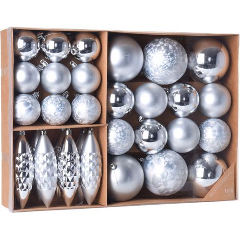 Set de 31 boules de Noël argentées (1/4)