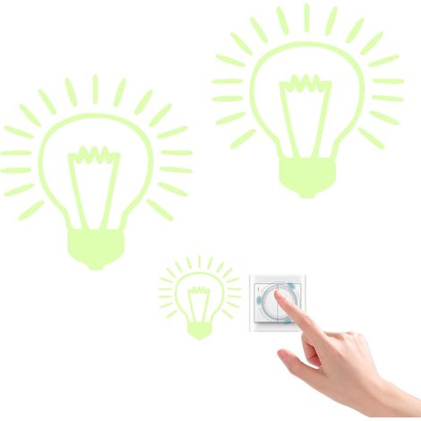 2 phosphoreszierende Lichtschalteraufkleber – leuchten im Dunkeln – für Flure/Wände/Wohnzimmer