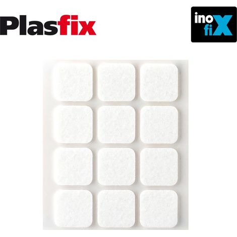 Confezione da 12 feltri adesivi sintetici bianchi 22x22mm Plasfix INOFIX