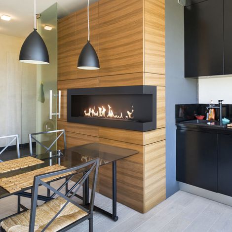 Wandkamin Bioethanol Eckkaminl DELTA rechts 120 cm TÜV (1/5)