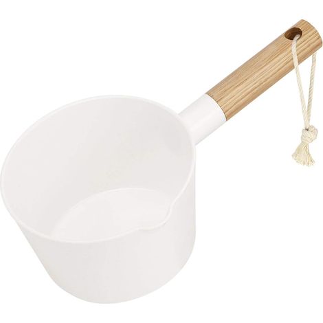 Cuchara de lavado de mango largo, tetera de plástico, 1 cuchara de lavado, cuchara de baño para cocina y baño (blanca)