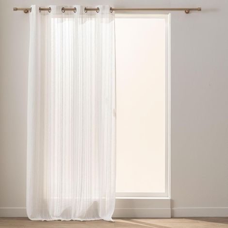 Voilage à Œillets Voile Tissé – Rideau Léger Semi-Transparent en Polyester - ZAHO - 140 x 280 cm - Blanc
