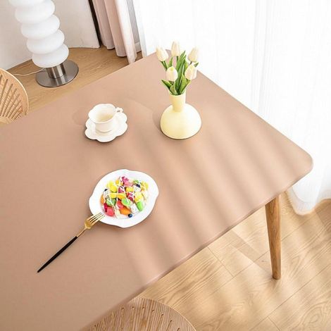 Elastische Tischdecke Rechteckig, Abwischbar, Wasserdicht, mit Gummizug, 70x120cm Hellkaffee