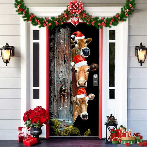 Adorno navideño duradero para colgar en la puerta, tela en-N