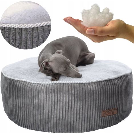 Cama redonda para perros DOTTY, puf, cojín para gatos, pana, felpa minky (1/5)