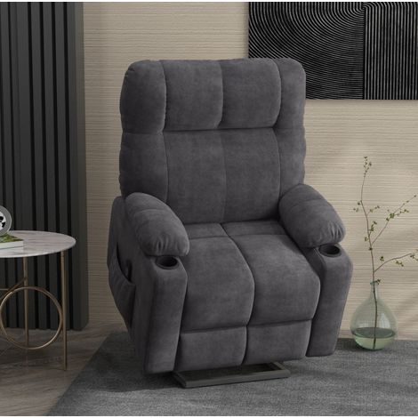 Fauteuil relax électrique releveur massant chauffant gris foncé OKMYHOME (1/5)