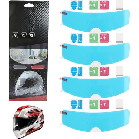4pcs Universal Motorcycle Helmet Anti-Fog Film - Clear Visor Lens Insert 9.5cm X 24.5cm To Secure Your Vision In Wet Weather Motorcycle Helmet (1/5)