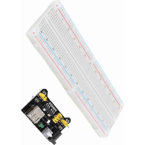 Plaque de prototypage 830 points avec module d'alimentation 3,3 V 5 V et kit de fils de connexion pour projets de circuits DIY (1/5)