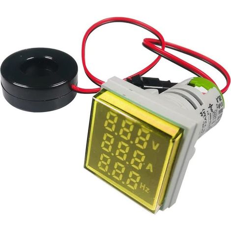 22-mm-Wechselspannungsprüfer (gelb), Voltmeter, Amperemeter, Frequenzmesser mit Multifunktions-Multimeter-Bedienfeld, 50–500 V AC / 0–100 A /