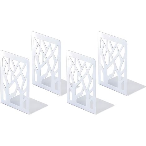 1 paires de serre-livres pour étagères et livres lourds – Supports en métal blanc pour décoration intérieure – Butées pour rayonnages
