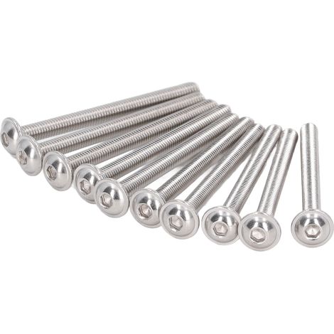 Vis M3x30mm Tête Bombée à Embase, Lot de 50 Vis Inox A2-70, Boulons à Six Pans Creux, Fixations à Tête Cylindrique pour Assemblage (1/5)