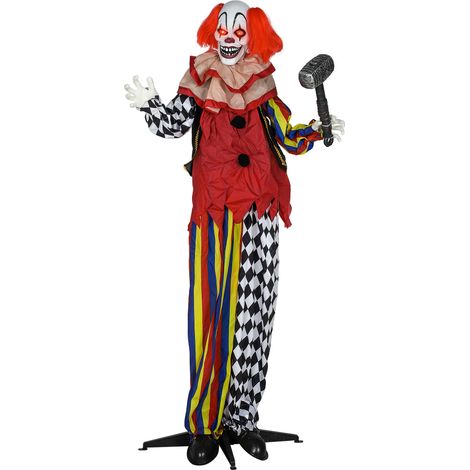 Outsunny Sound Activated Halloween Animatronics Clown with Red Light Up Eyes (1/5)