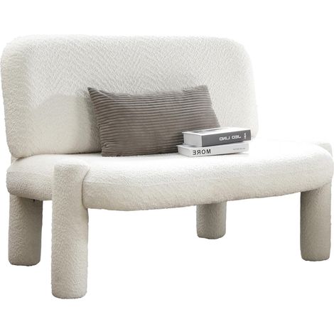 DANITA - Canapé 2 places design effet peau de mouton blanc écru (1/2)