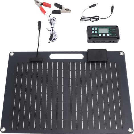 Kit de paneles solares, controlador de carga de batería de 100W, regulador USB de doble salida para coche y teléfono portátil 12V 24V 100A negro (1/5)
