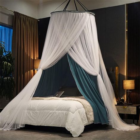Tente de lit suspendue Queen Dome pour lits simples, doubles et king size (bleu) (1/5)