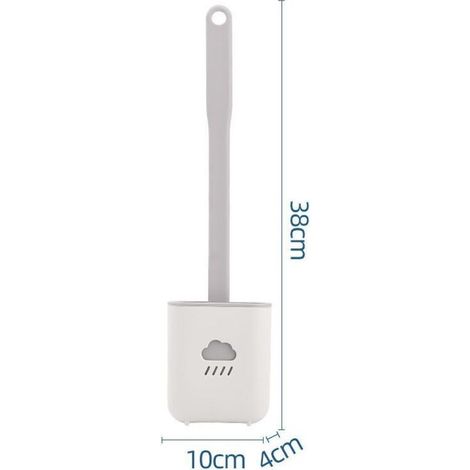 Brosse de toilette en silicone avec support Baignoire domestique créative Blanc (1/3)