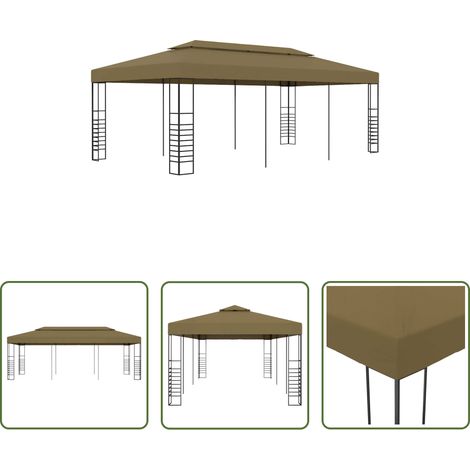 vidaXL Sonnenschutz - Gartenpavillon 6x3x2,7 m Taupe 180 g/m² (1/5)