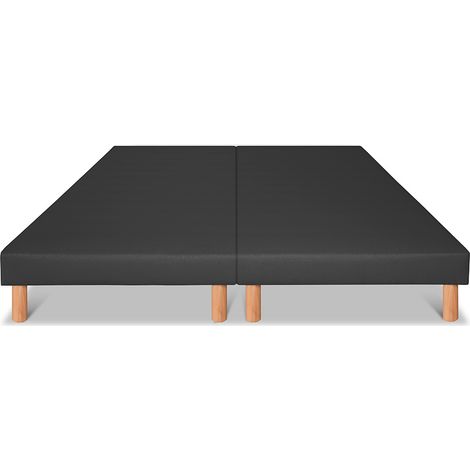 BELLECOUR LITERIE Jeu de 2 sommiers tapissiers CAPUCINE 2x80x200 cm Epaisseur 13 cm Gris anthracite (pieds inclus) (1/5)
