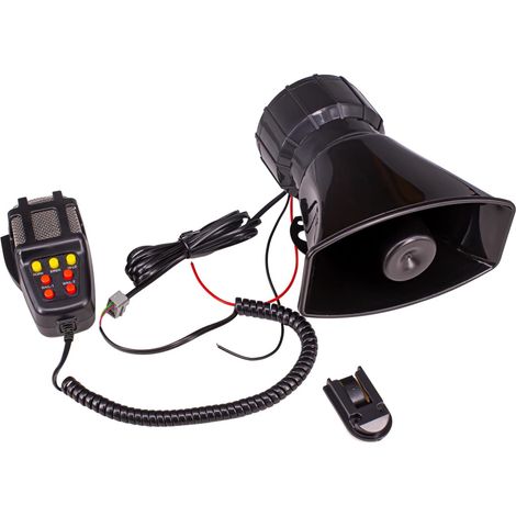 Lntyq 7 Ton Sound Klaxon Voiture, Klaxon Sirène Avertisseurs 125 DB Voiture Véhicule Alarme Corne Avec Microphone PA 12 V 100 W Tons D'alerte D'urgence Pour Voiture Et Moto