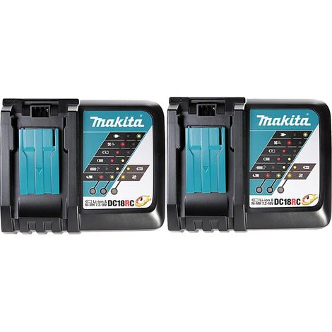 2x Makita DC18RC 18v 22min Intelligent FAST Lithium Battery Charger Black (1/4)