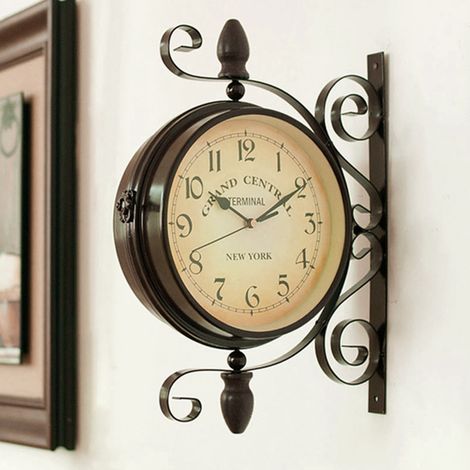 Classic European Retro Creative Silent Double-Sided Wall Clock 28cm W x 37cm H (1/5)