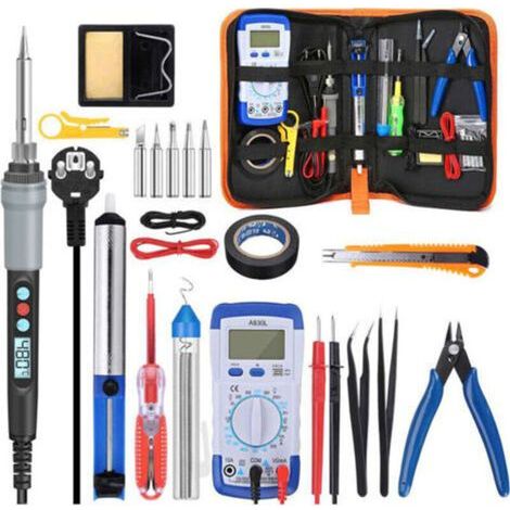 21 en 1 Fer à Souder 60W Kit de Soudage Température Réglable avec Multimètre Numérique 200 450℃ Électrique de Precision Fer a Souder 5 Pointe de Soudage,Pompe à Dessouder (1/5)