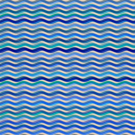 Tela decorativa para exteriores Oxford con motivo ondulado en zigzag azul. (1/5)