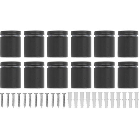 Lot de 12 vis d'écartement publicitaires en acier inoxydable, surface polie stable, noir mat, pour galerie (1/5)