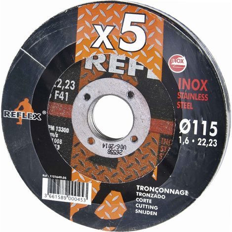 Leman – Disques fer fins à tronçonner 115 mm – Lot de 5 pièces – Coupe précise pour métaux – Alésage 22,23 mm – Rotation max 11008 tr/min
