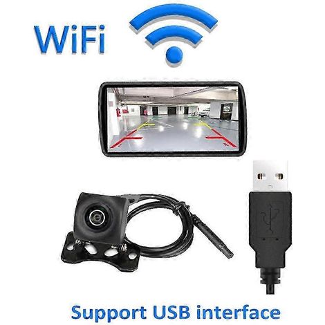 Caméra de recul étanche WiFi compatible avec voitures, camping-cars, fourgonnettes, 720p, sans fil, avec vision nocturne, compatible iOS et Android AQWHBYV (1/4)