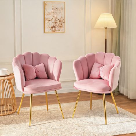 Fauteuil coloris rose en velours 63 x 28 x 77 cm (1/5)