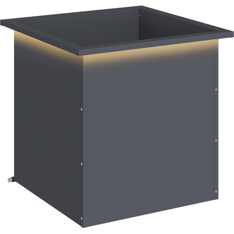 vidaXL Garden Planter with LED Antracite 50 x 50 x 48 cm Steel
