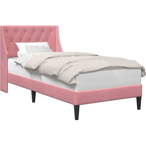 Cadre de lit en velours rose avec tête de lit, 80 x 200 cm (1/5)