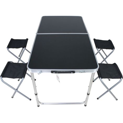 5-teiliges Campingmöbel Set schwarz mit 4 Hockern-MMC330889 (1/3)