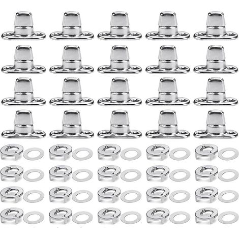 Lot de 20 dispositifs de fixation Twist Lock de marine avec œillets et broches, pour boutons automatiques pour dispositifs de fixation sur toile facile à installer