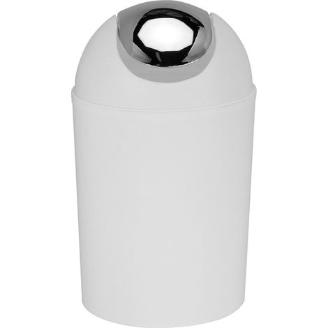 Poubelle de bureau mini avec couvercle à bascule, en plastique PP robuste, design compact pour cuisine et salle de bain, blanc (1/5)