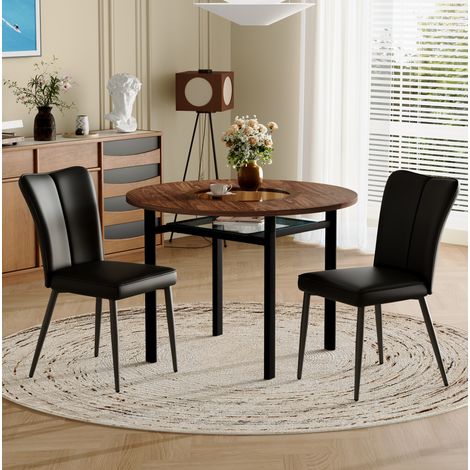 Conjunto mesa comedor redonda con 2 sillas OKMYHOME (1/5)